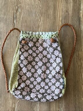 Handmade Floral leather strap Backpack vintage material